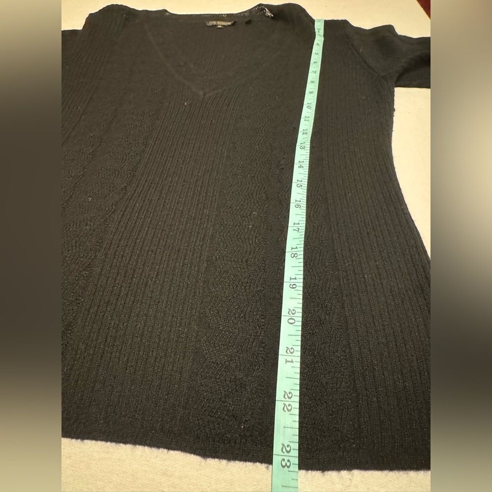 YUKA Wom XL short‎ sleeve V neck woven knit sweater Wool Angora Blend cable knit - Picture 8 of 9
